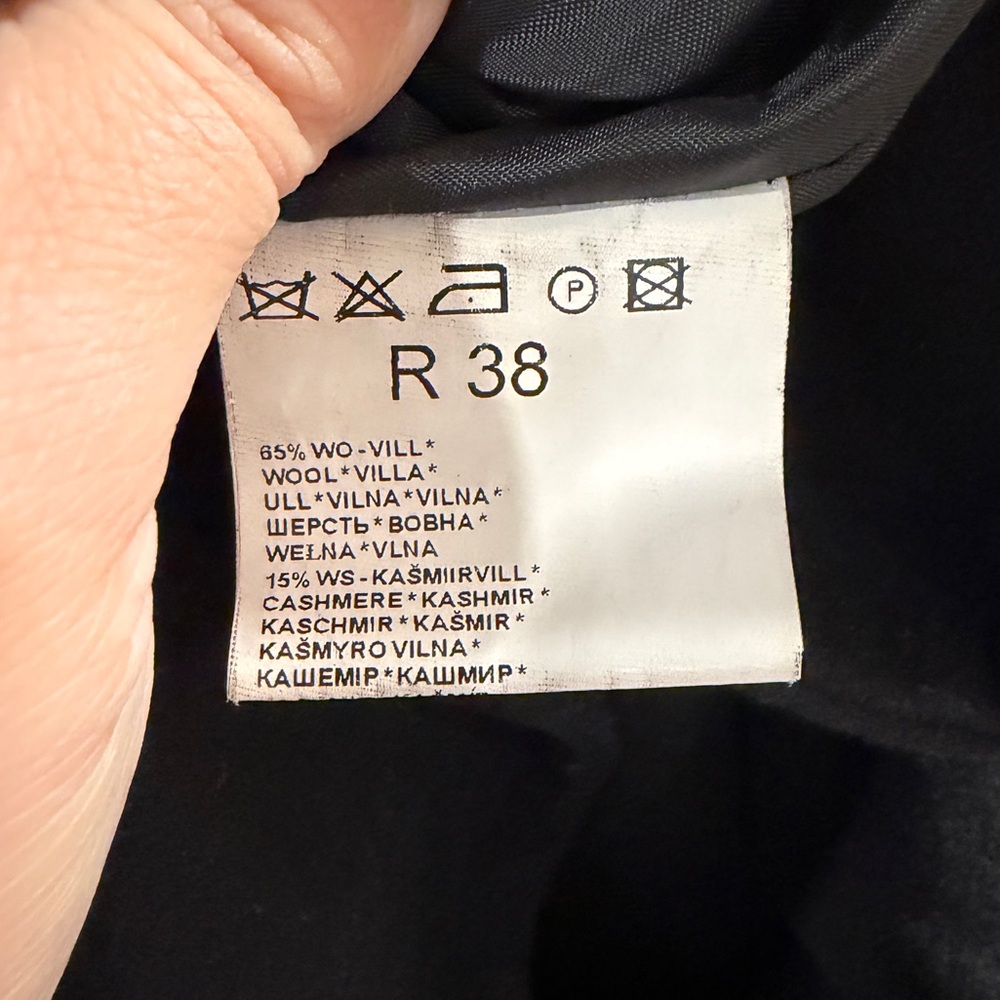Vintage y2k European Wool Cashmere Structured Minimalist Black Coat Size 6/EU36‎ - Picture 8 of 8